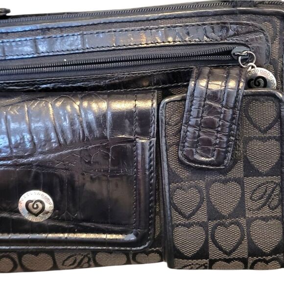 Brighton Women's Black Heart Print Crossbody Bag OS - Picture 4 of 7
